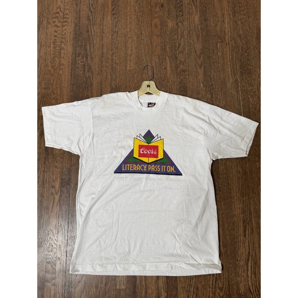 Vintage 90s Coors Literacy Pass It On Spelling Bee T-Shirt XL Single Stitch USA